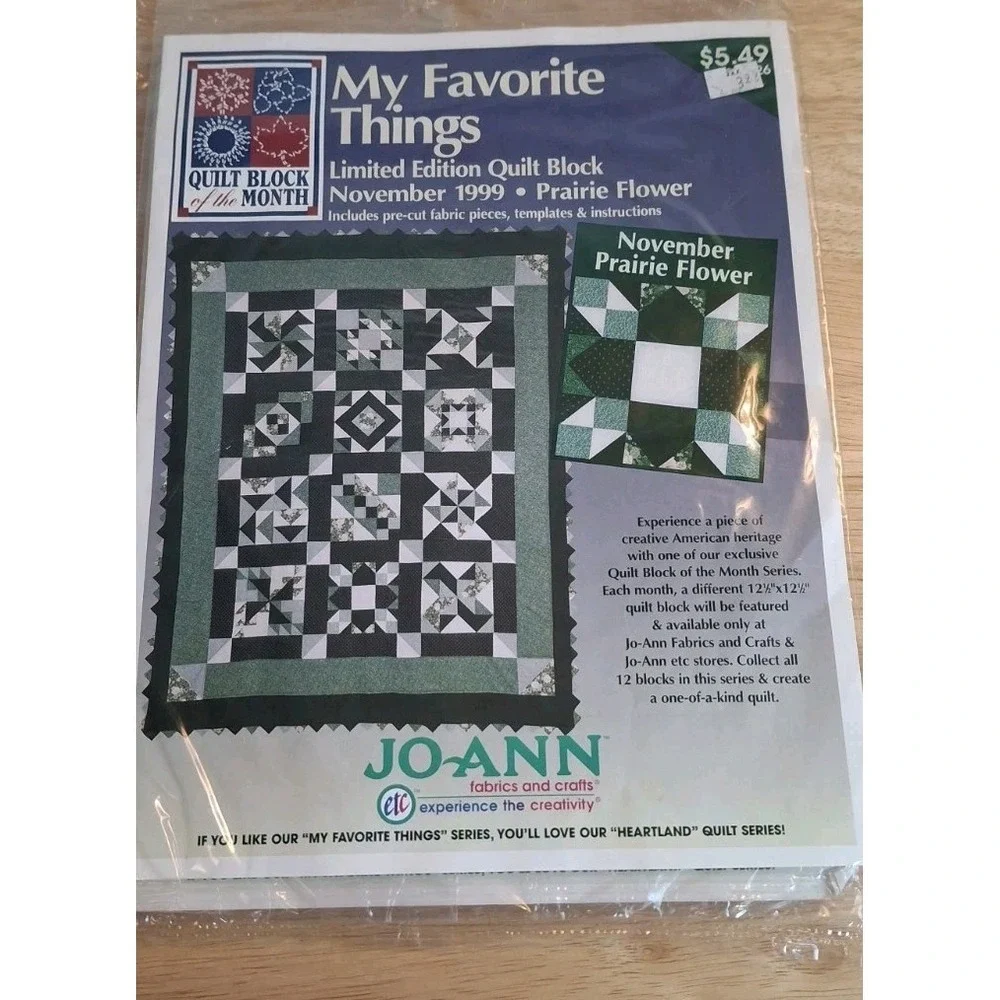 JoAnn My Favorite Things Lot Of Ten 1999 Limited Edition Quilt Block Mar-Dec New